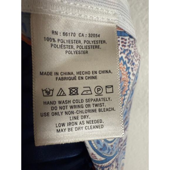 Anthropologie Elevenses Ines Blue Paisley Print Wide Leg Flowy Boho Pants Size L - Picture 14 of 15